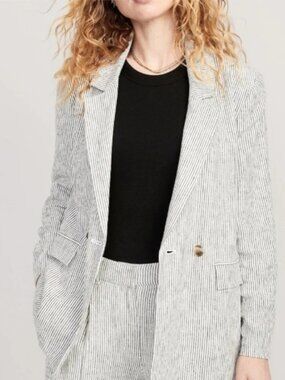 Old Navy Lined Double Breasted Blazer- Pin Stripe
